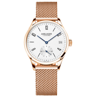 agelocer艾戈勒女士钢带腕表 瑞士进口全自动女表机械表 防水钢带女表